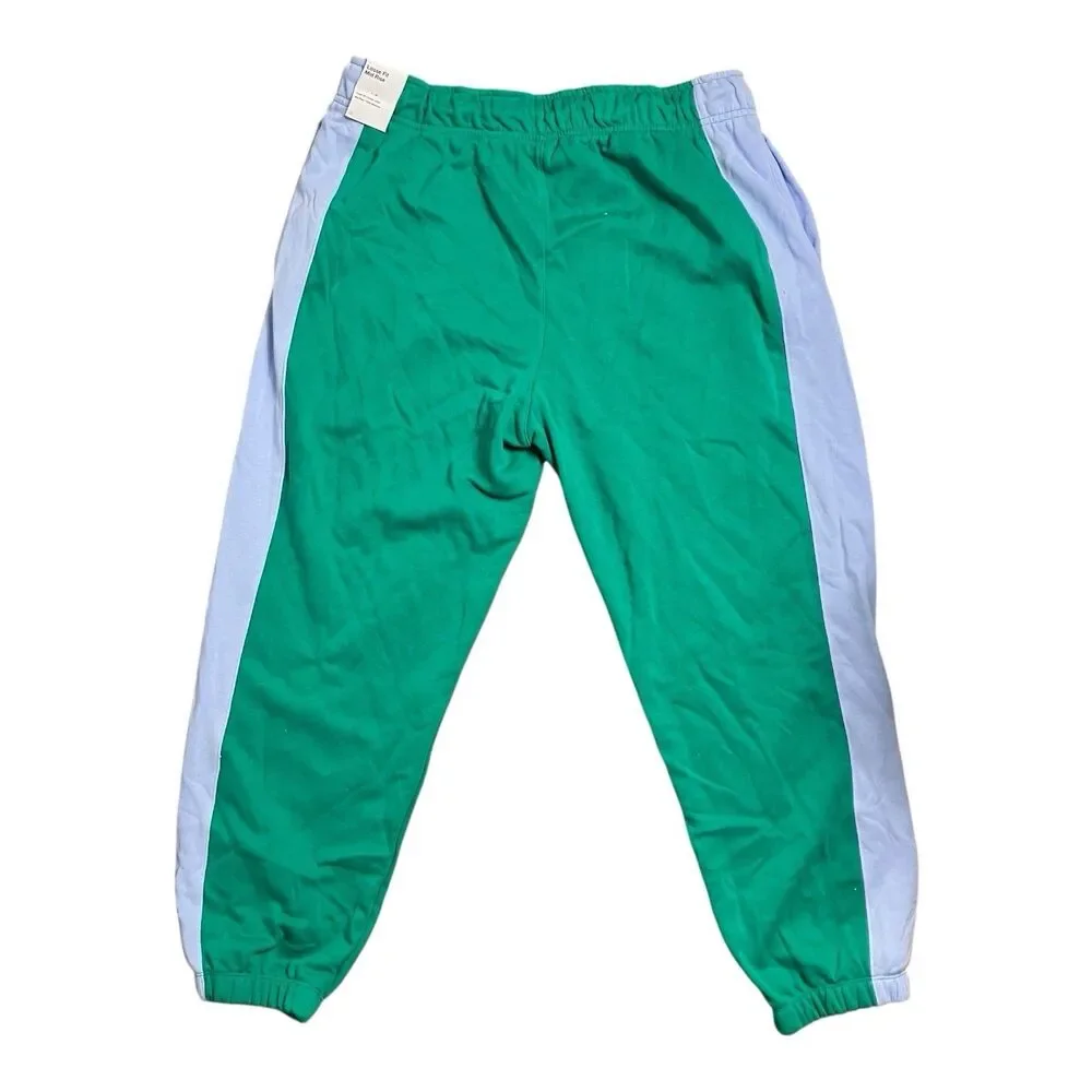 Nike Sweatpants WMNS XL Green Colorblock Tapered Fleece Sporty Swoosh Activewear